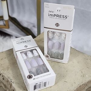 2 Sets imPress Press~on Manicure 30 nails no glue needed Medium Length